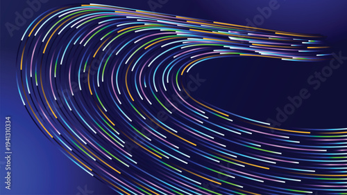 Futuristic Digital Data Flow Wave Background with Colorful Neon Light Lines, Abstract Technology Stream Curve, Big Data Network Motion, Artificial Intelligence Concept Vector