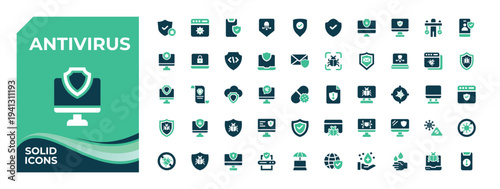 Antivirus colorful filled icon set. Contains related to firewall, cyber, defense, anti, hacker, safety and more. Web icons pack. Protect icon. Editable vector illustration.