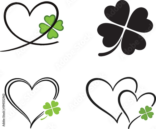Wallpaper Mural Heart And Shamrock Love Symbol St Patrick Theme Vector Torontodigital.ca