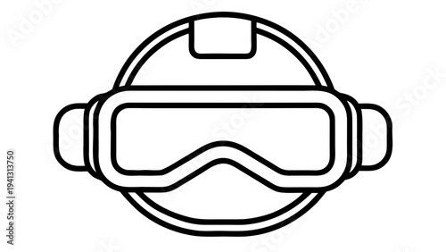 VR Headset with Headband Vector Icon — Minimalist Outline for Immersive Tech & Gaming
