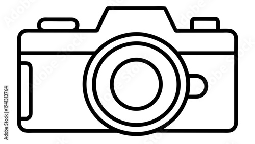 Outline Camera Vector Icon — Simple DSLR Style for Photography & Media Use
