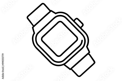 Smartwatch Outline Vector Icon — Clean Isometric Design for Wearable Tech & Apps
