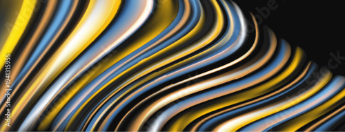 Abstract flowing ribbons, vibrant colors, dynamic composition. Smooth curves create visual rhythm, modern aesthetic.