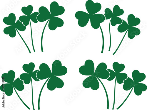 Four leaf clover illustration with multiple green leaves on stems
