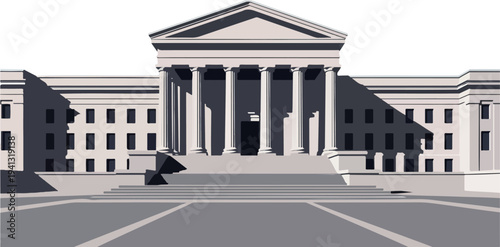 Government building vector illustration with columns and neoclassical architecture