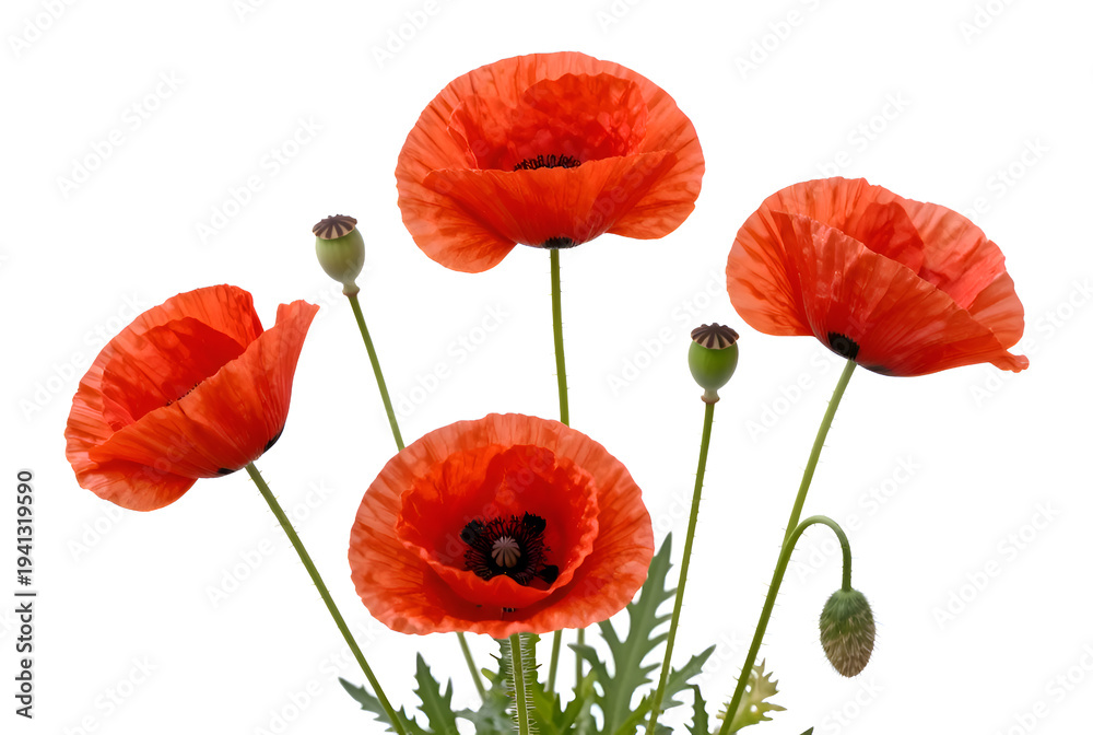 Obraz premium poppy flowers isolated on white background