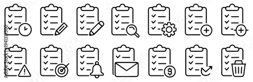 checklist clipboard task management icon set