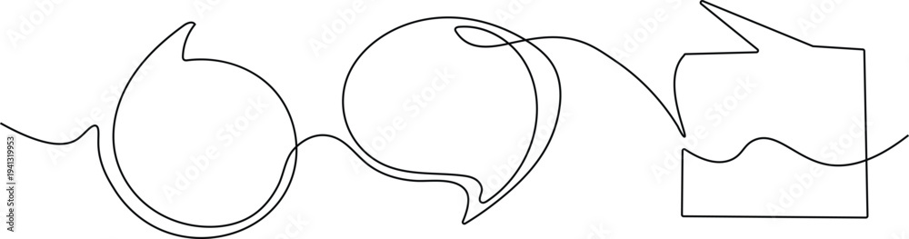 Fototapeta premium Quotation mark in continuous line drawing style. Line art of of a quote mark. with speech bubble. Vector illustration. Abstract background