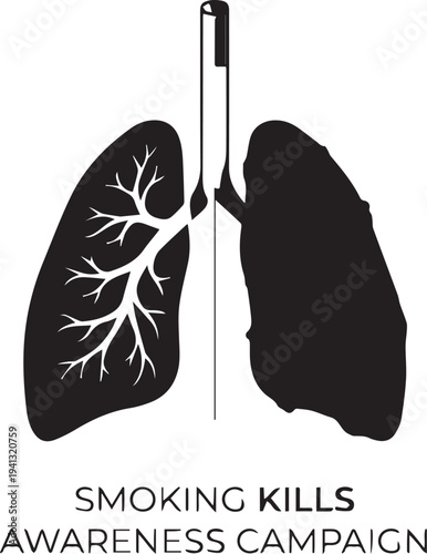 Smoking kills awareness campaign lungs cigarette harmful effects health prevention vector illustration design