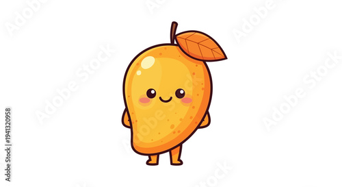 Cute cartoon mango character vector illustration