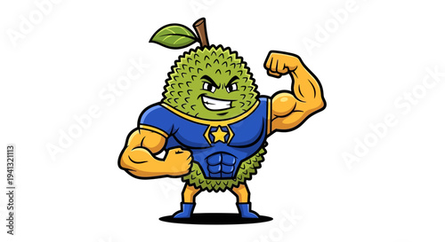 Vector illustration of a muscular green fruit character