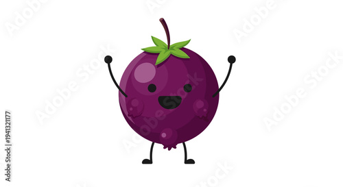Vector purple plum cartoon character illustration