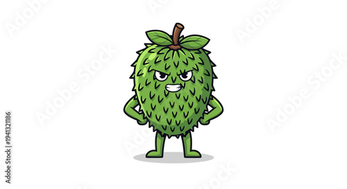 Cartoon green prickly pear cactus character vector