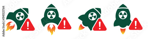 Missile warning icon. Nuclear bomb danger icon, vector illustration