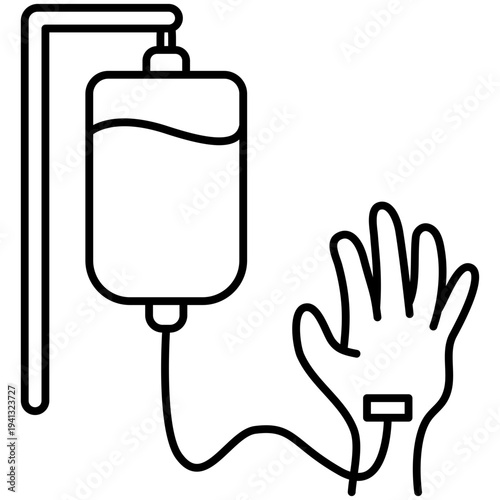 Medical Infusion Bag and Patient Hand Icon