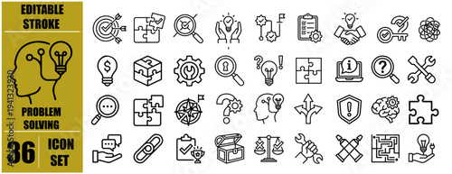 Problem Solving icon set. Editable line icons. Vector illustration.