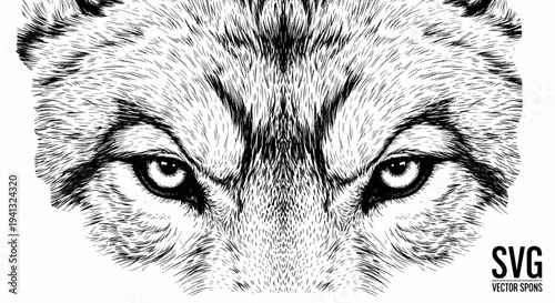 Intense Wolf Eyes Close-up, Realistic Sketch