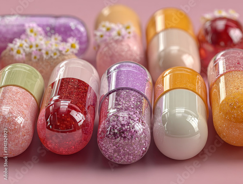 Wallpaper Mural Medical tablets in pastel colors. Generative AI Torontodigital.ca