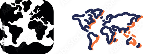 Abstract World Map Vector Icon Set