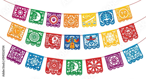Colorful Papel Picado Banners for Festive Decoration