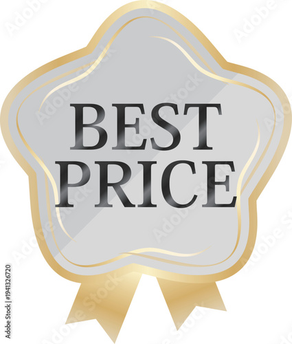 高級感のある春の販促エンブレム　ペールグレー＆ゴールド