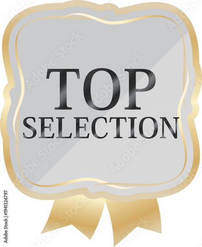 高級感のある春の販促エンブレム　ペールグレー＆ゴールド