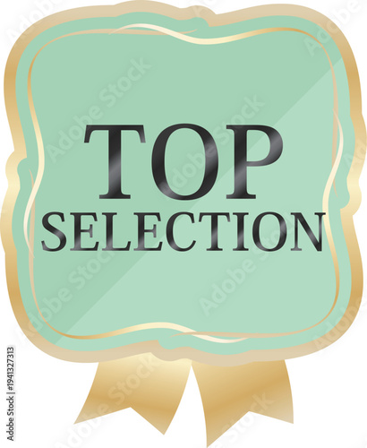 高級感のある春の販促エンブレム　ミント＆ゴールド