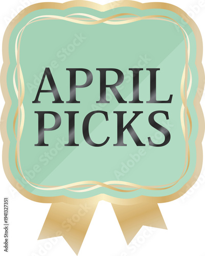 高級感のある春の販促エンブレム　ミント＆ゴールド