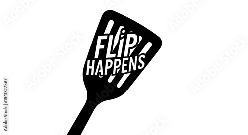Black fly swatter with 'Flip Happens' text vector