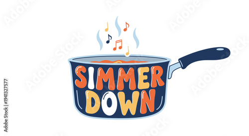 Vector illustration of a pan with Simmer Down text