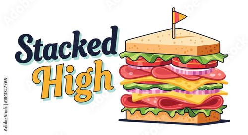 Vector illustration of a stacked sandwich with flag