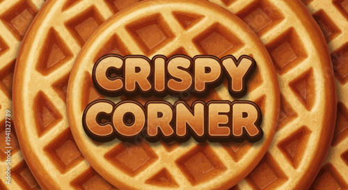 Vector waffle icon with Crispy Corner text