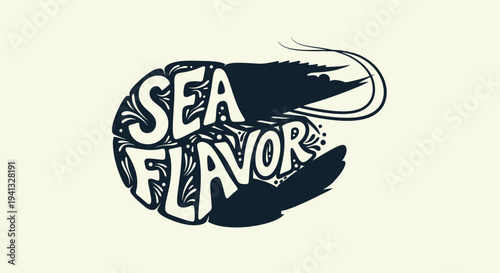 Sea Flavor logo vector, seafood restaurant label