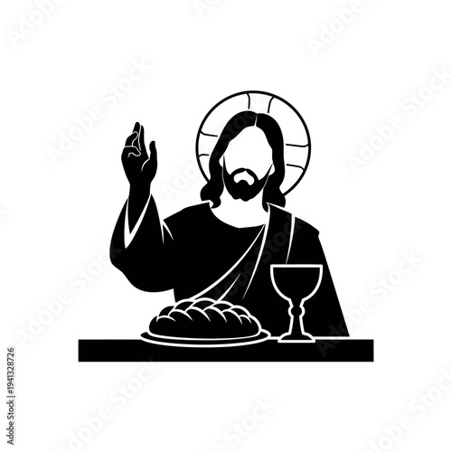 Jesus Christ Last Supper Eucharist silhouette.