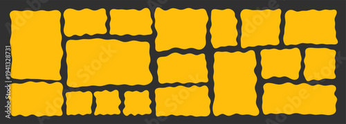 Organic wavy rectangle border with fluid edges vector illustration set. Abstract hand-drawn frame for text boxes. Colorful vector shape with playful irregular lines. Ideal for graphic design projects.