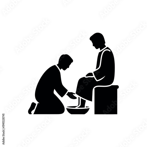 Jesus washing the feet of a disciple a symbol of humility and service.