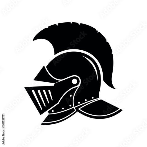 Medieval Knight Helmet Silhouette Illustration.