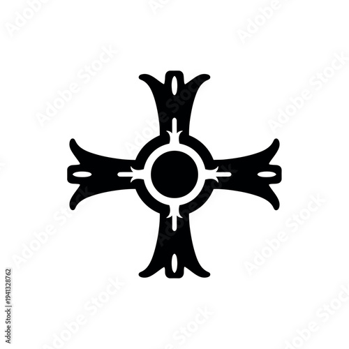 Religious cross symbol with ornate design.
