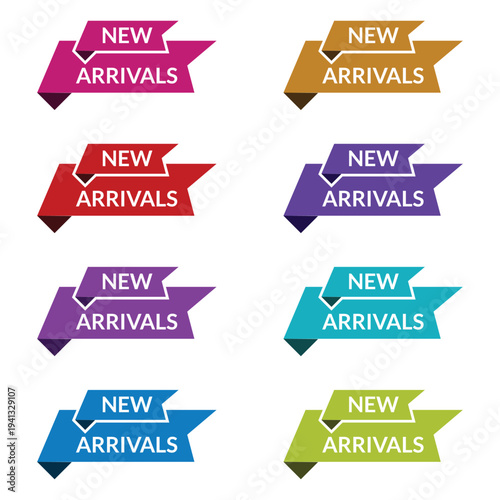 Collection of new arrival shop now badges