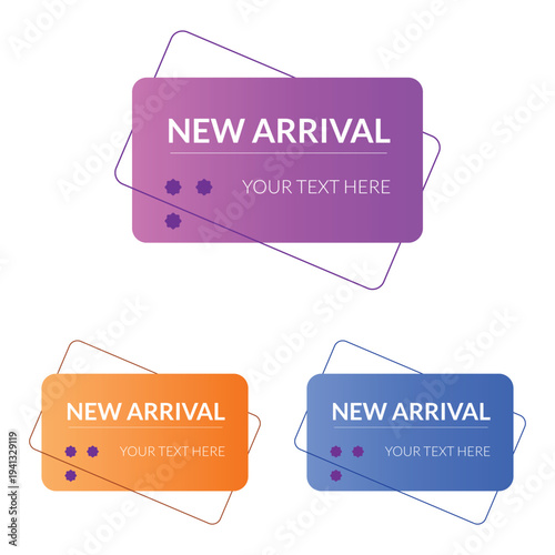 Collection of new arrival shop now badges