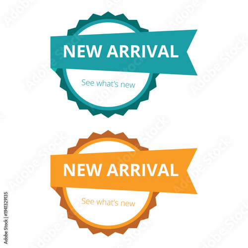 Collection of new arrival shop now badges