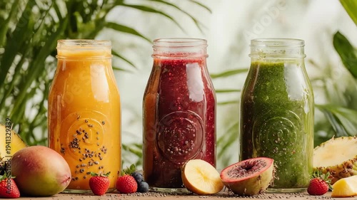 Fresh Fruit Juices in Glass Bottles.