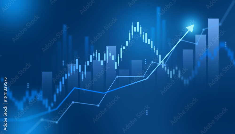 Naklejka premium Stock Market Investment Trading Graph Business Finance Growth and Exchange Chart