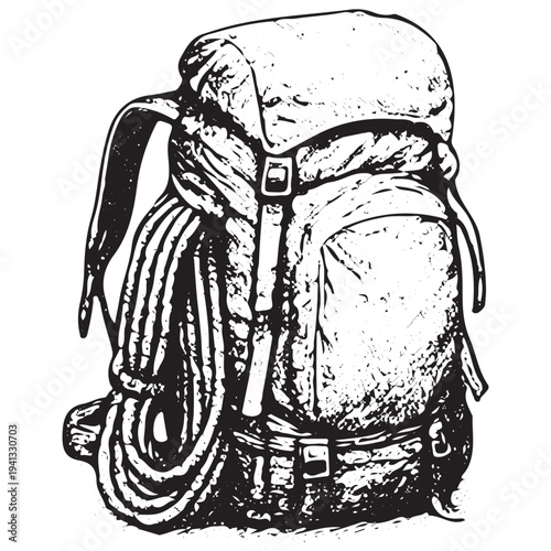 Expedition Mountaineering Backpack Illustration – Alpine Climbing Adventure Gear
