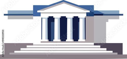 Government building vector illustration with columns and steps