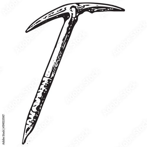 Ice Axe Mountaineering Tool Illustration – Alpine Climbing Equipment for Glacier Expedition