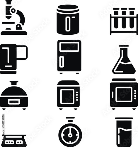 Black and white kitchen and laboratory kitchen laboratory on white background