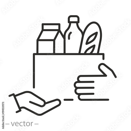 food donation icon, help food crisis, outline editable icons