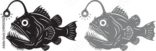 Two contrasting artistic renderings of fish with distinct textures and styles