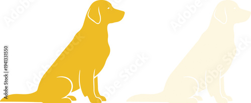 Silhouette of a dog sitting next to a faded silhouette